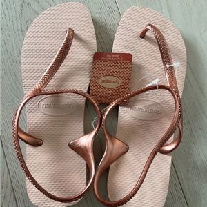 Havaianas Flash Urban Slingback Thong Sandals 9/10- Metallic Pink NEW